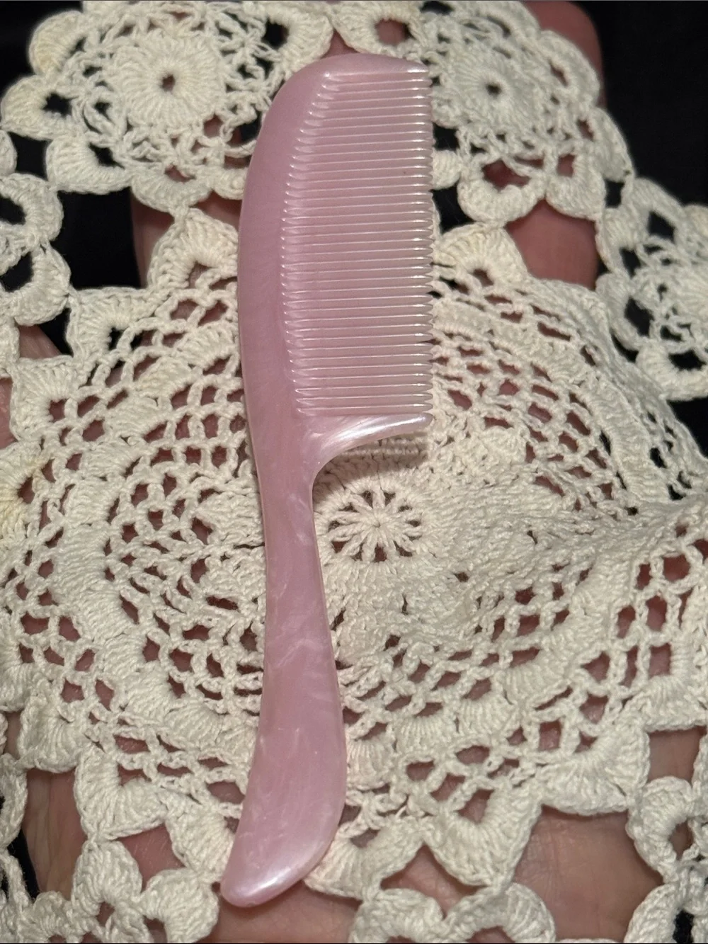 Infant comb & brush set -Heart-Shaped Pink Plastic Case